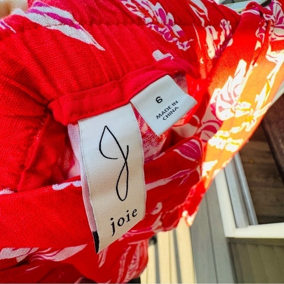 Joie Farron High Rise Linen Shorts, red, size 6 - Picture 3 of 7